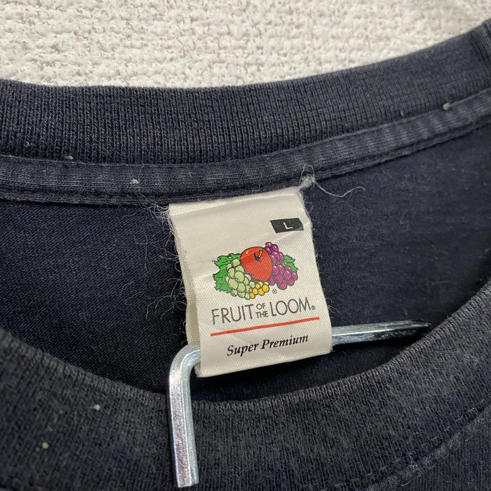 FRUIT OF THE LOOM　フルーツオブザルーム　半袖プリントTシャツ　紺　ネイビー　Lサイズ　古着