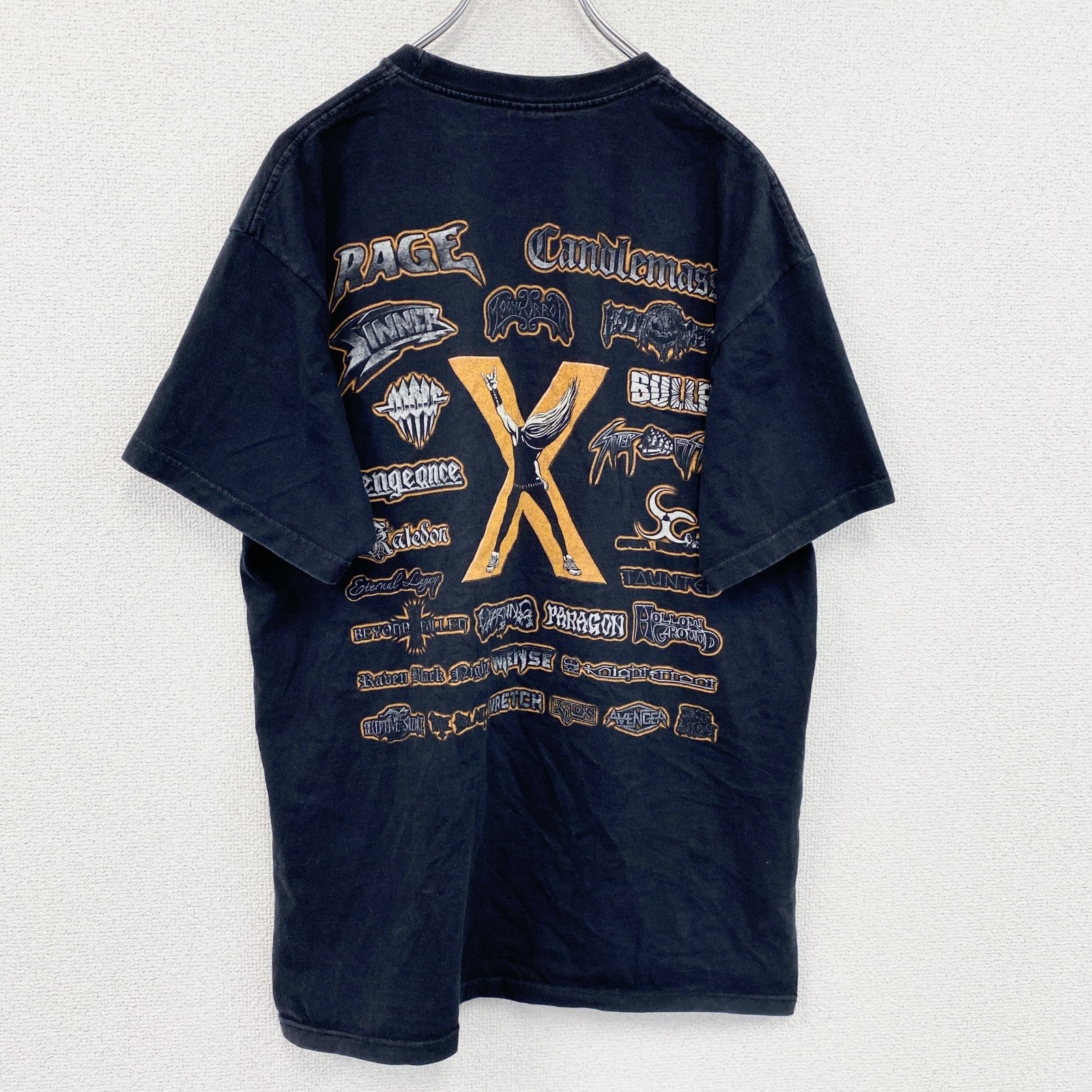 FRUIT OF THE LOOM　フルーツオブザルーム　半袖プリントTシャツ　紺　ネイビー　Lサイズ　古着