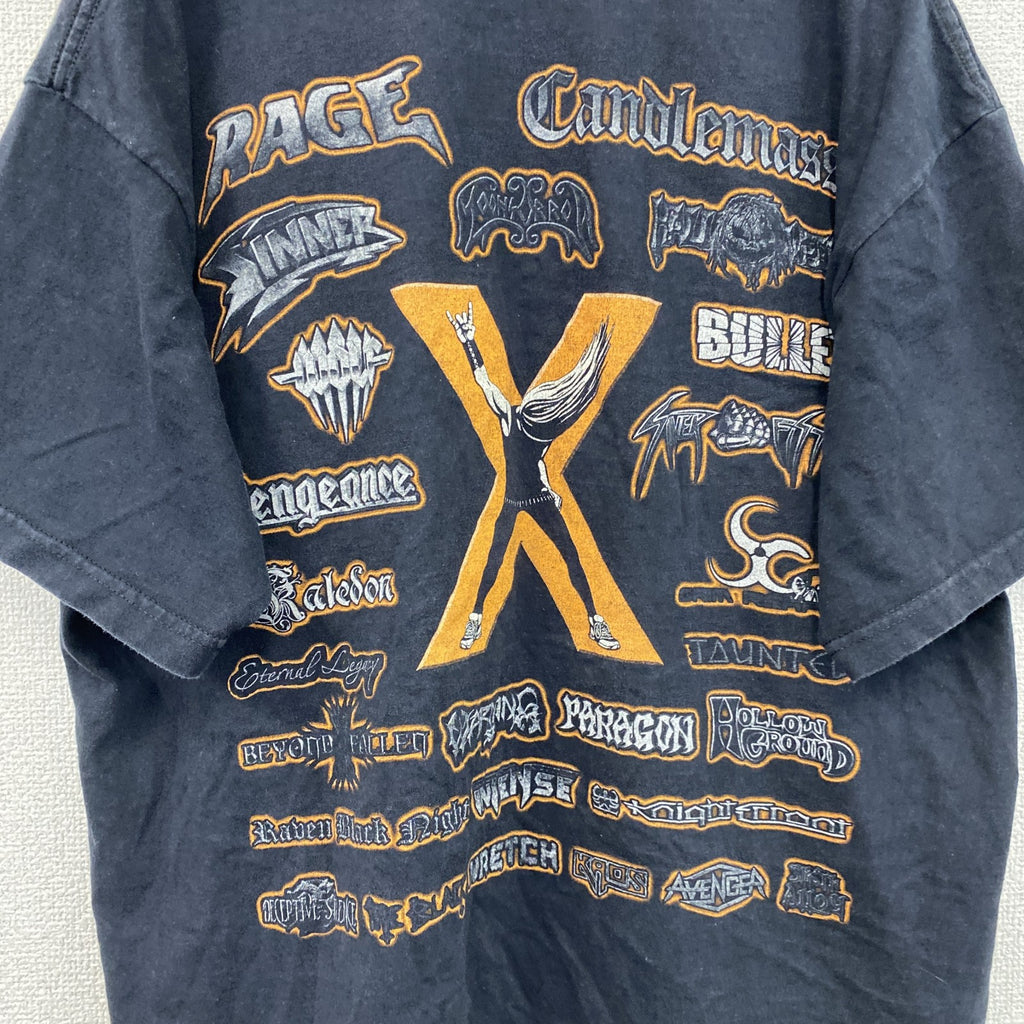 FRUIT OF THE LOOM　フルーツオブザルーム　半袖プリントTシャツ　紺　ネイビー　Lサイズ　古着