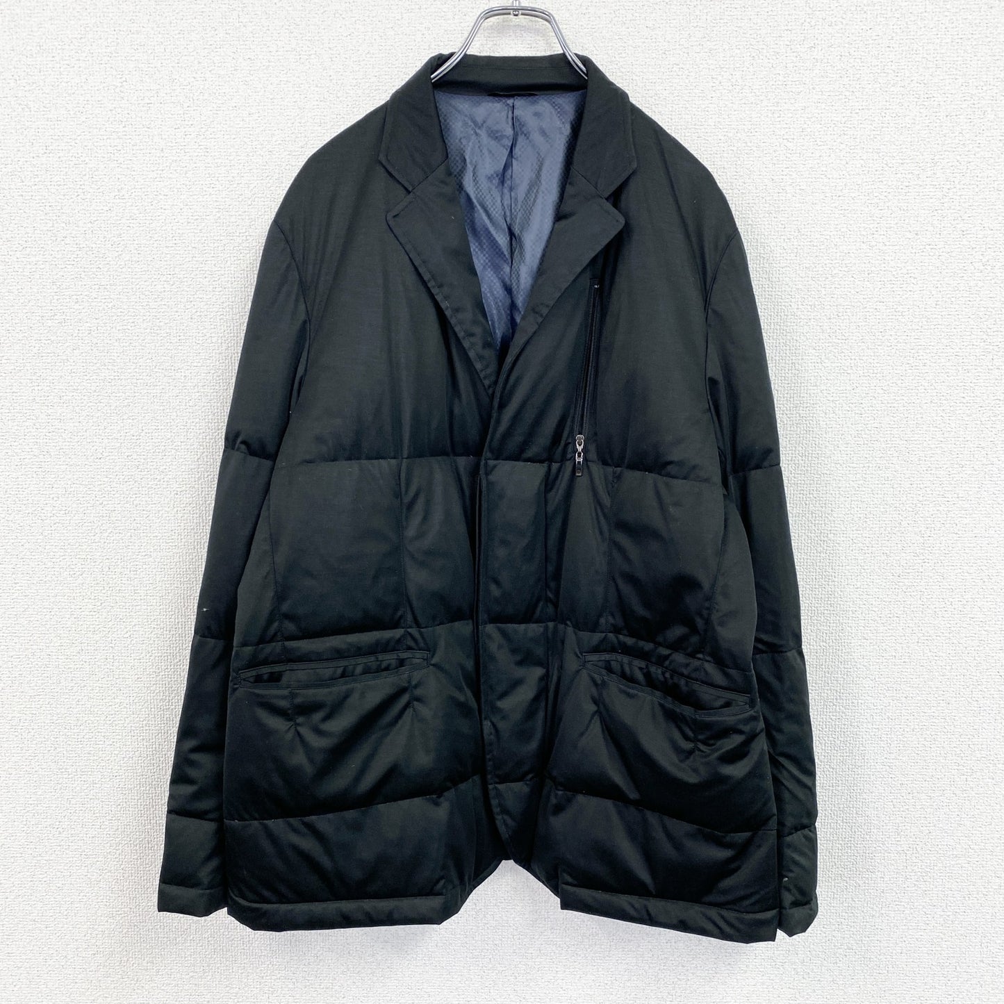 LANVIN　ランバン　テーラードダウンジャケット　ダウン90%　比翼仕立て　黒　ブラック　50サイズ