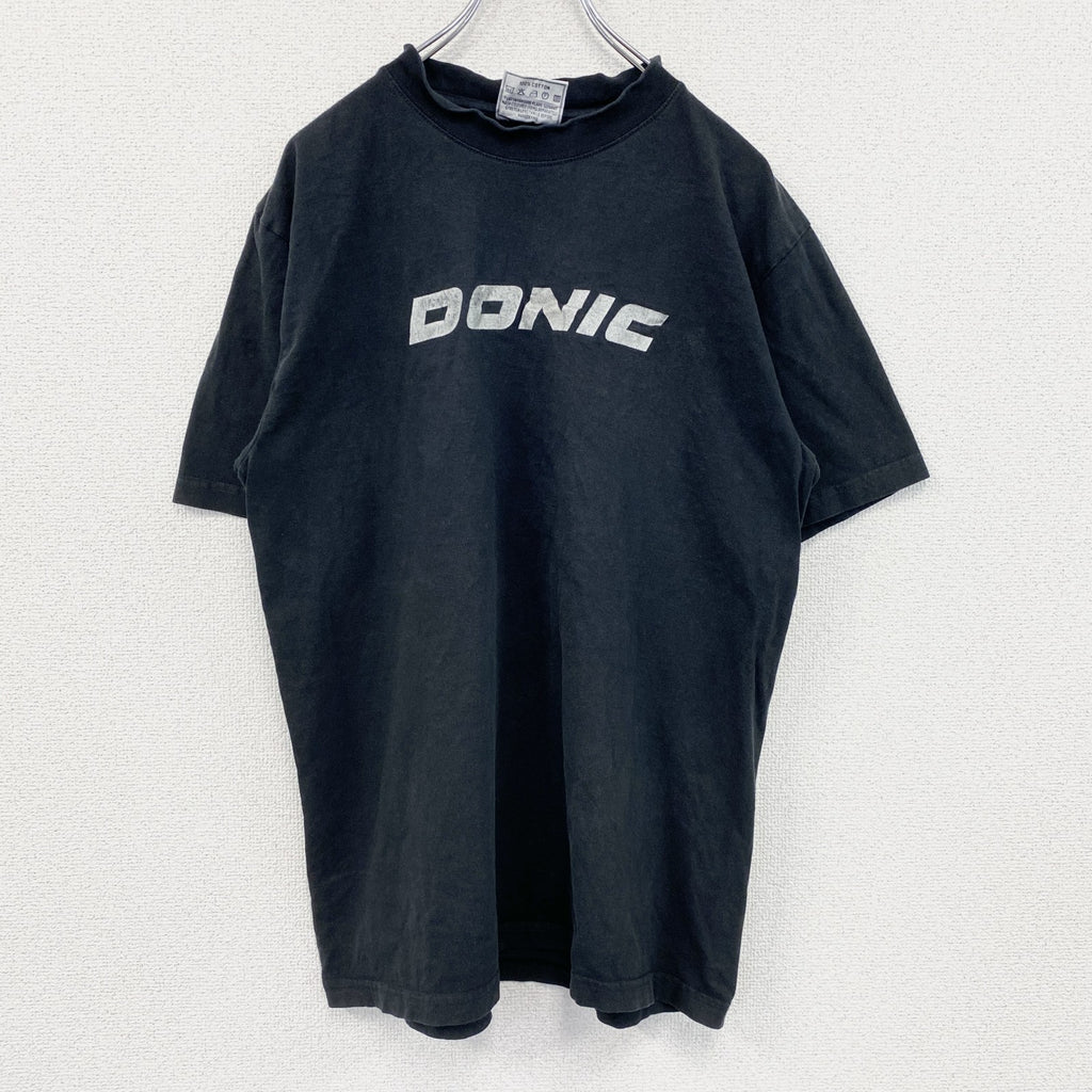 ～00s　GRAPHIX　半袖プリントスポーツTシャツ　ドニック　卓球　両面プリント　ヴィンテージ　黒　ブラック　Lサイズ　古着