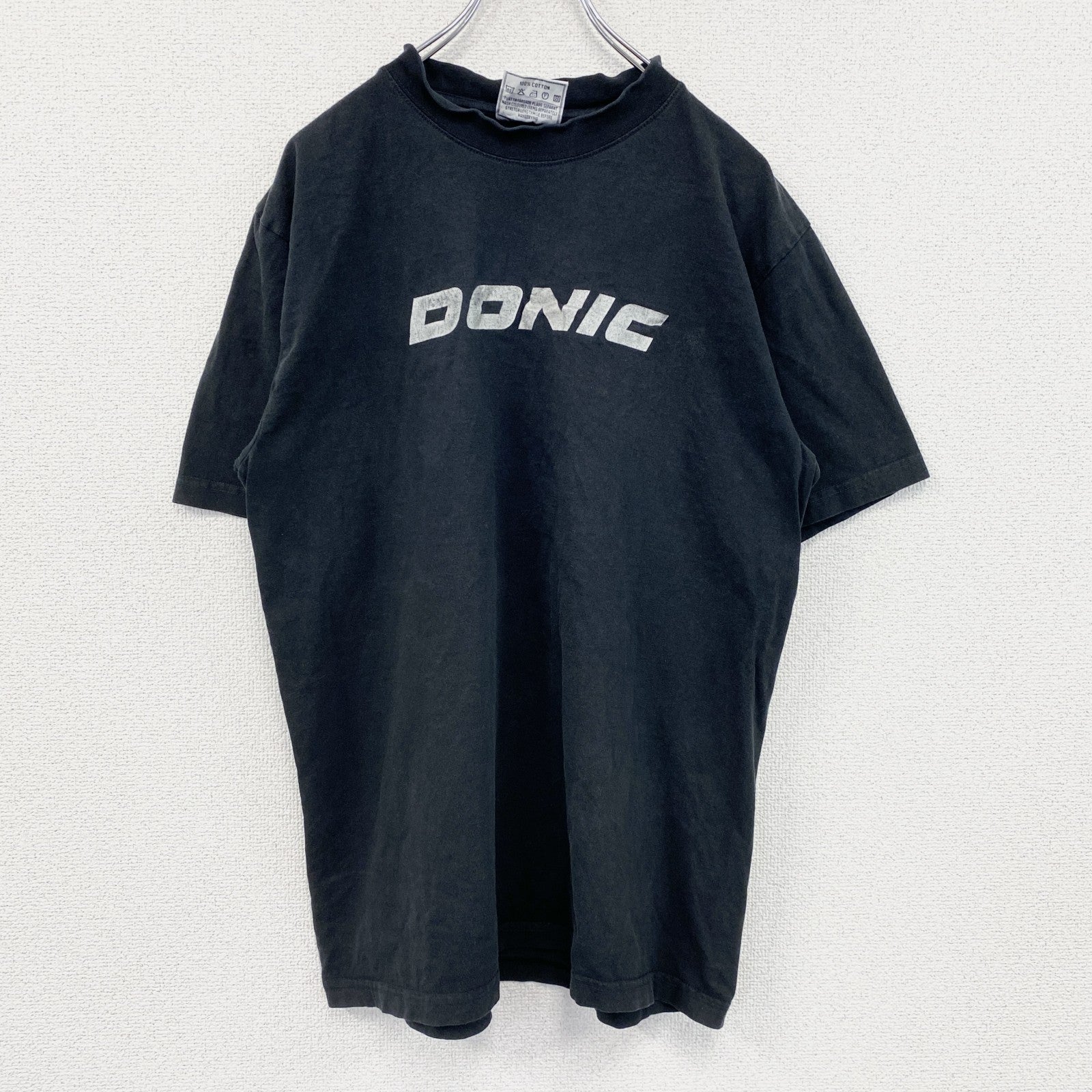 ～00s　GRAPHIX　半袖プリントスポーツTシャツ　ドニック　卓球　両面プリント　ヴィンテージ　黒　ブラック　Lサイズ　古着