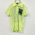 The collection Junk 98　半袖プリントシャツ　半袖ポロシャツ　バンド　y2k　黄緑　イエロー　グリーン　Lサイズ　古着