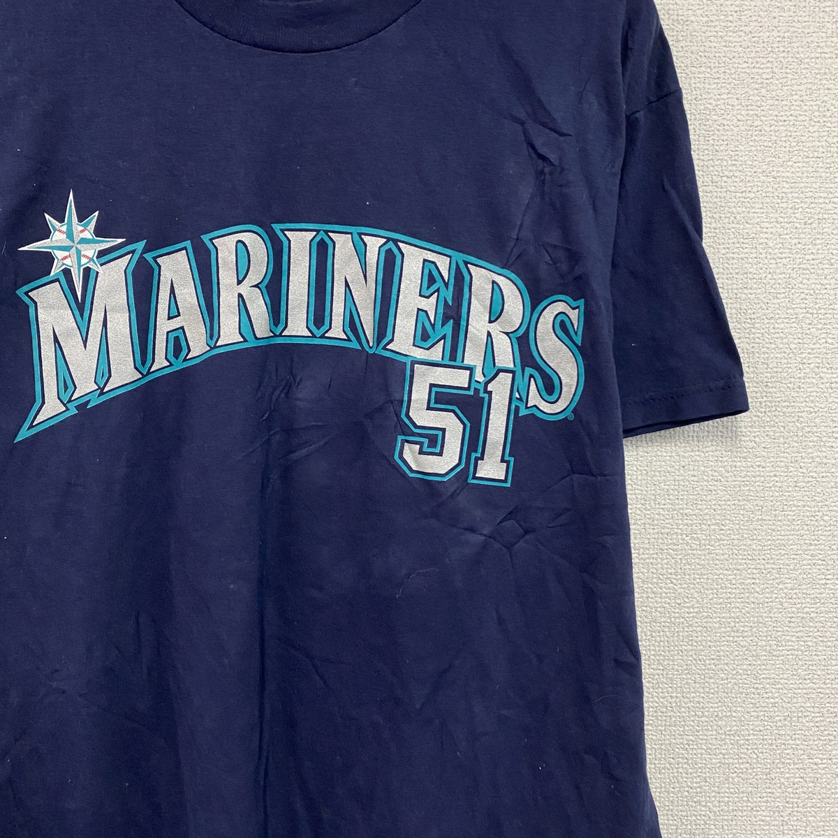 00s　DELTA　デルタ　MARINERS　マリナーズ　イチロー　51　半袖プリントTシャツ　紺　ネイビー　Lサイズ　