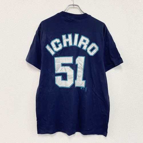 00s　DELTA　デルタ　MARINERS　マリナーズ　イチロー　51　半袖プリントTシャツ　紺　ネイビー　Lサイズ　