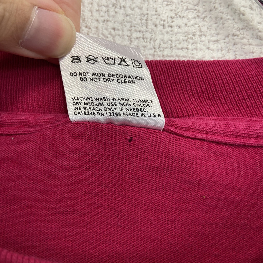 90s　FRUIT OF THE LOOM　半袖プリントTシャツ　ヴィンテージ　シングルステッチ　ピンク　Lサイズ　古着