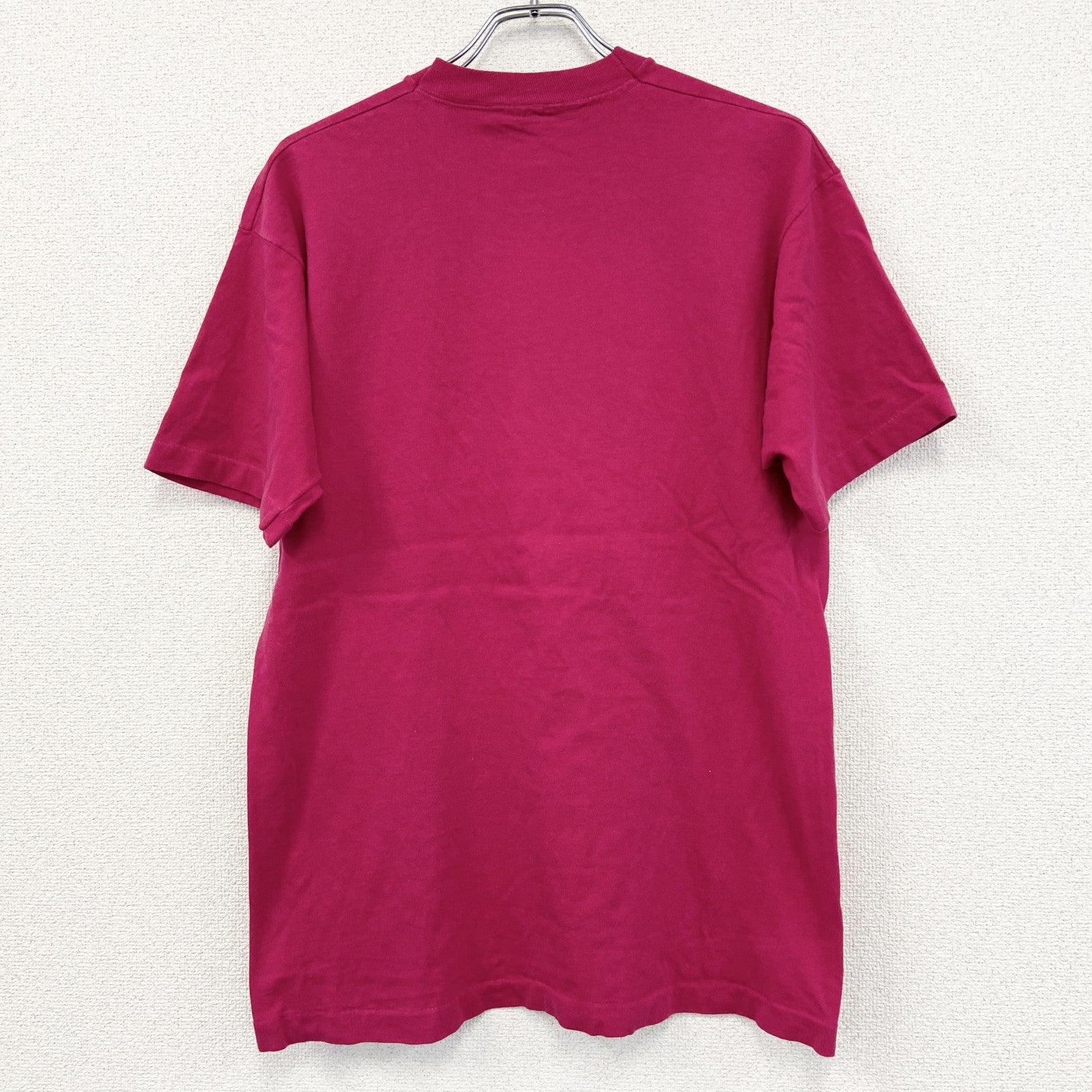 90s　FRUIT OF THE LOOM　半袖プリントTシャツ　ヴィンテージ　シングルステッチ　ピンク　Lサイズ　古着