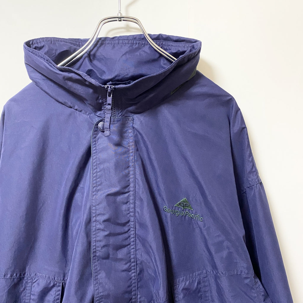 SIERRA SPORT　長袖ワンポイント刺繍ロゴナイロンジャケット　オーバーサイズ　ネイビー　紺　XLサイズ　古着