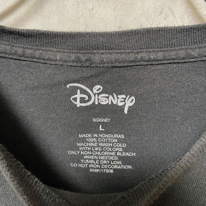 古着 used　Disney　ディズニー　長袖プリントTシャツ　黒　ブラック　ミッキーマウス　クルーネック　Lサイズ　