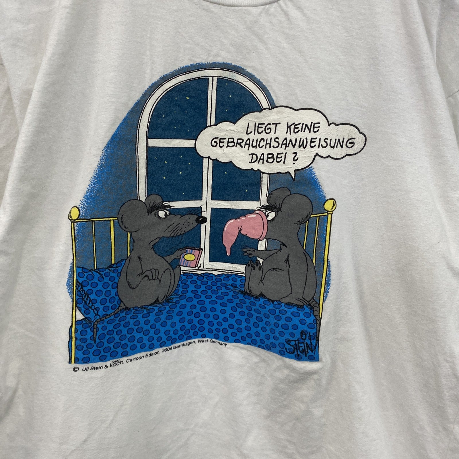 古着 used　90s～　Uli Stein＆Gerd Koch　ウリシュタイン　半袖プリントTシャツ　エロT　ホワイト　Mサイズ
