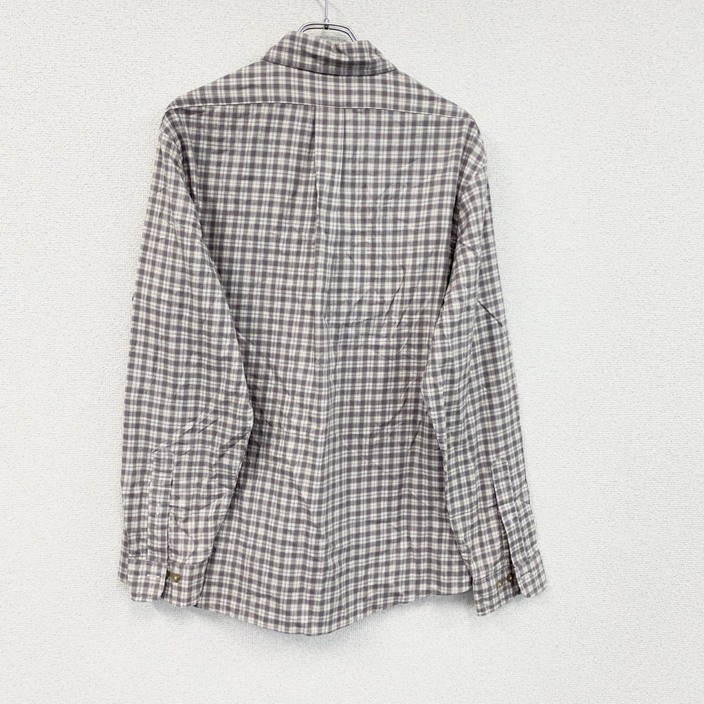 BROOKS BROTHERS　ブルックスブラザーズ　長袖シャツ　ボタンダウンシャツ　チェック柄　灰色　グレー　Lサイズ　古着