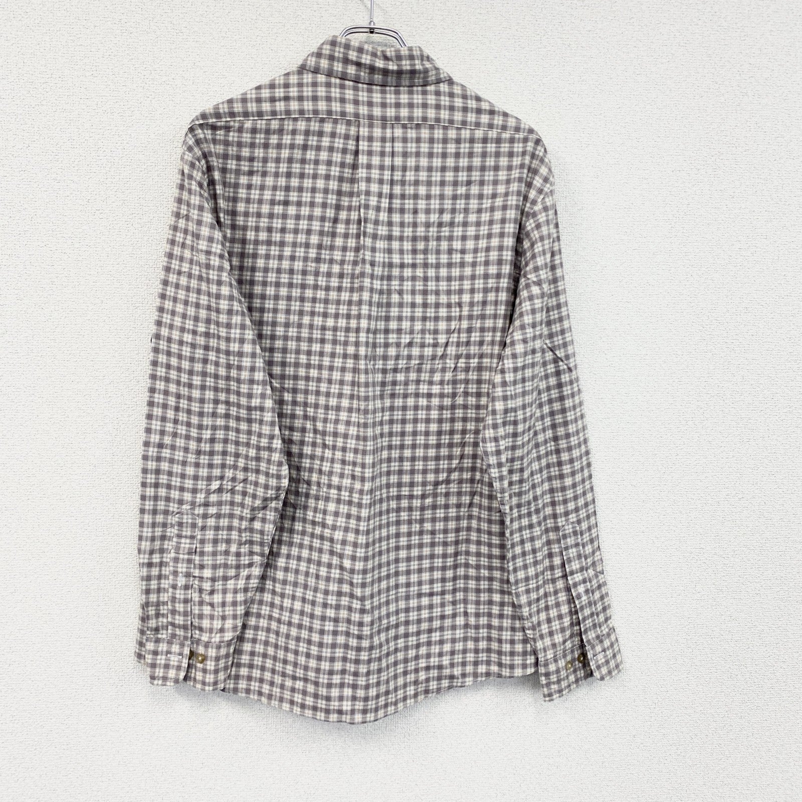 BROOKS BROTHERS　ブルックスブラザーズ　長袖シャツ　ボタンダウンシャツ　チェック柄　灰色　グレー　Lサイズ　古着