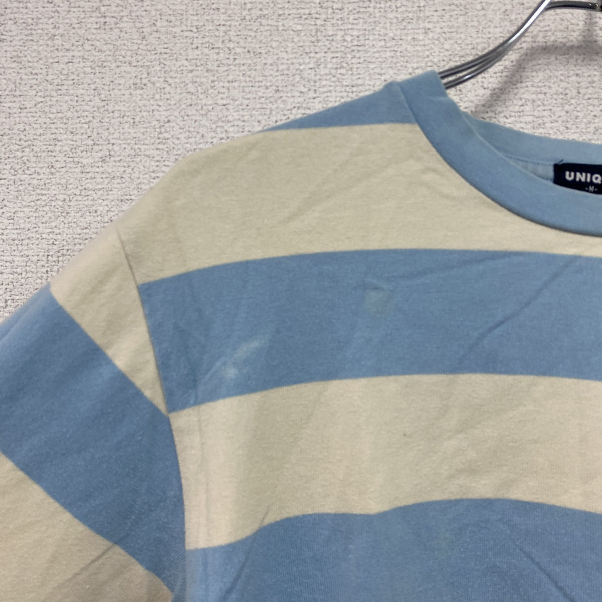 90s　OLD UNIQLO　オールドユニクロ　長袖Tシャツ/ロンT　ボーダー　ヴィンテージ　水色　ライトブルー　ベージュ　Mサイズ　