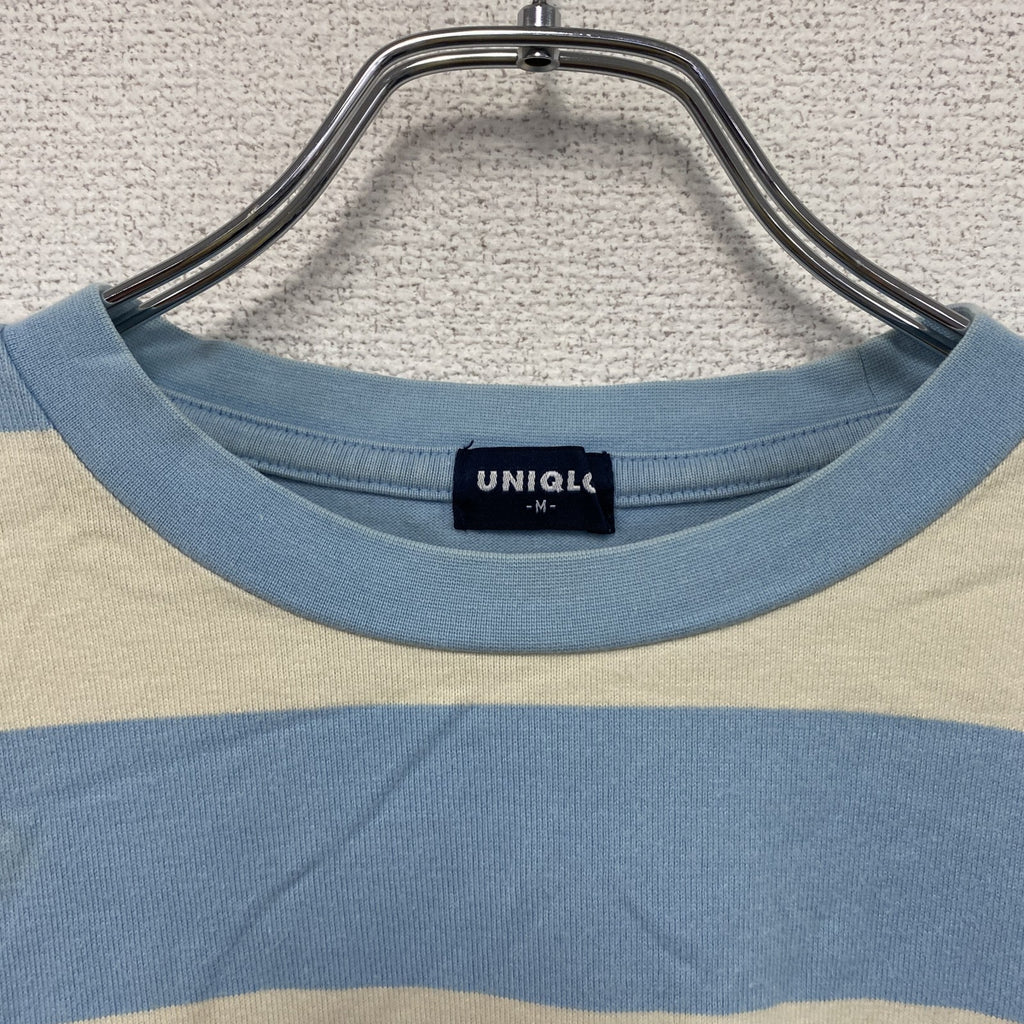 90s　OLD UNIQLO　オールドユニクロ　長袖Tシャツ/ロンT　ボーダー　ヴィンテージ　水色　ライトブルー　ベージュ　Mサイズ　