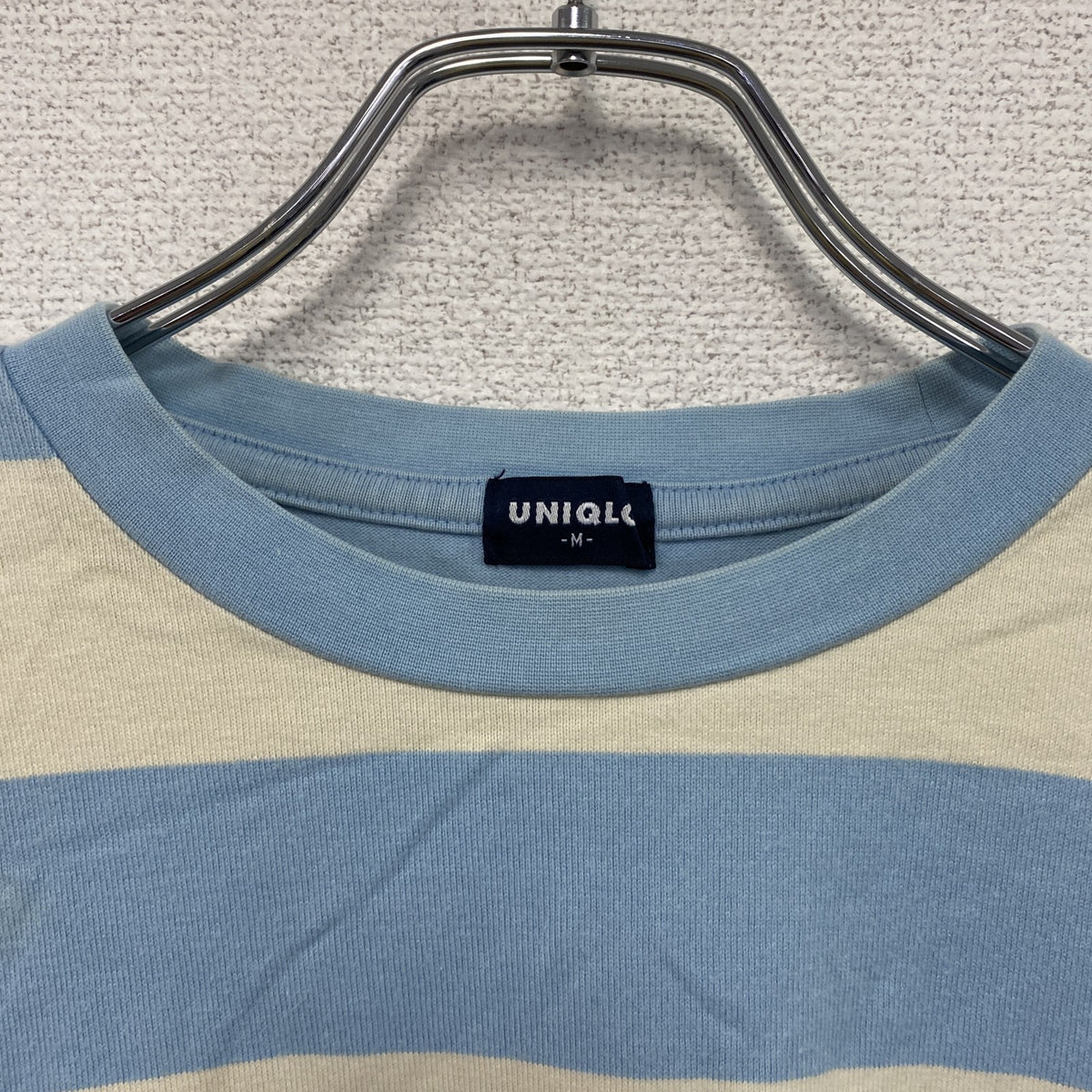 90s　OLD UNIQLO　オールドユニクロ　長袖Tシャツ/ロンT　ボーダー　ヴィンテージ　水色　ライトブルー　ベージュ　Mサイズ　