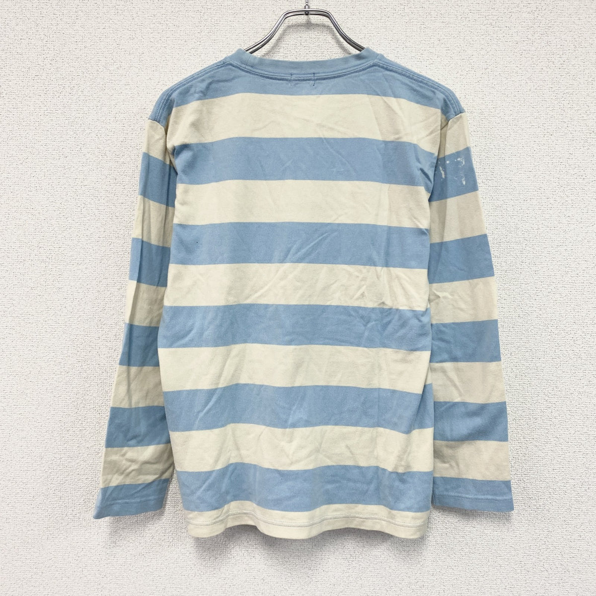 90s　OLD UNIQLO　オールドユニクロ　長袖Tシャツ/ロンT　ボーダー　ヴィンテージ　水色　ライトブルー　ベージュ　Mサイズ　
