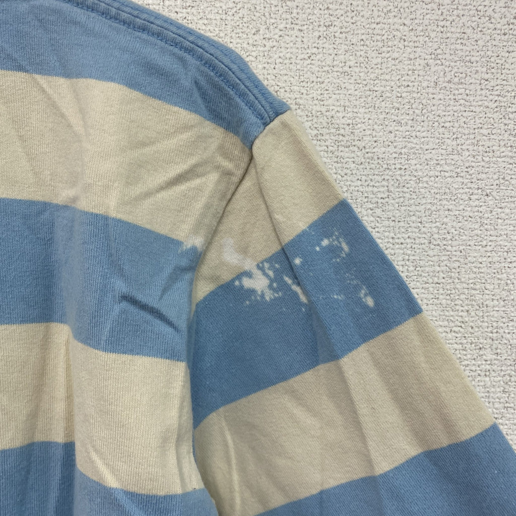90s　OLD UNIQLO　オールドユニクロ　長袖Tシャツ/ロンT　ボーダー　ヴィンテージ　水色　ライトブルー　ベージュ　Mサイズ　