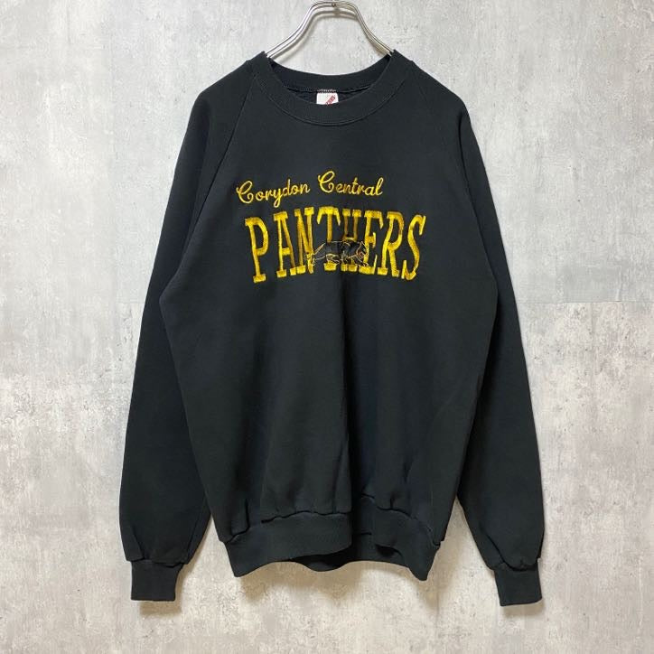 古着 used　80s 80年代　USA製　JERZEES ジャージーズ　長袖刺繍スウェット　黒　ブラック　レトロ　XLサイズ