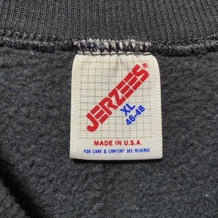 古着 used　80s　80年代　JERZEES　ジャージーズ　長袖刺繍スウェット　黒　ブラック　USA製　レトロ　オーバーサイズ