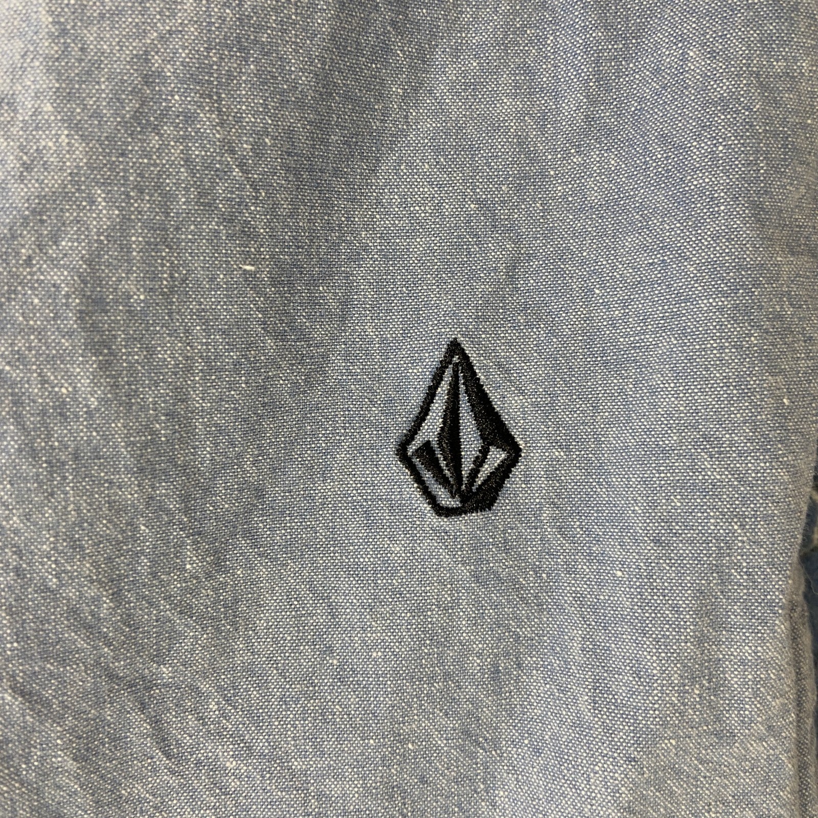 VOLCOM　ボルコム　半袖シャツ　ワッペン　2つポケット　水色　ライトブルー　Mサイズ　古着