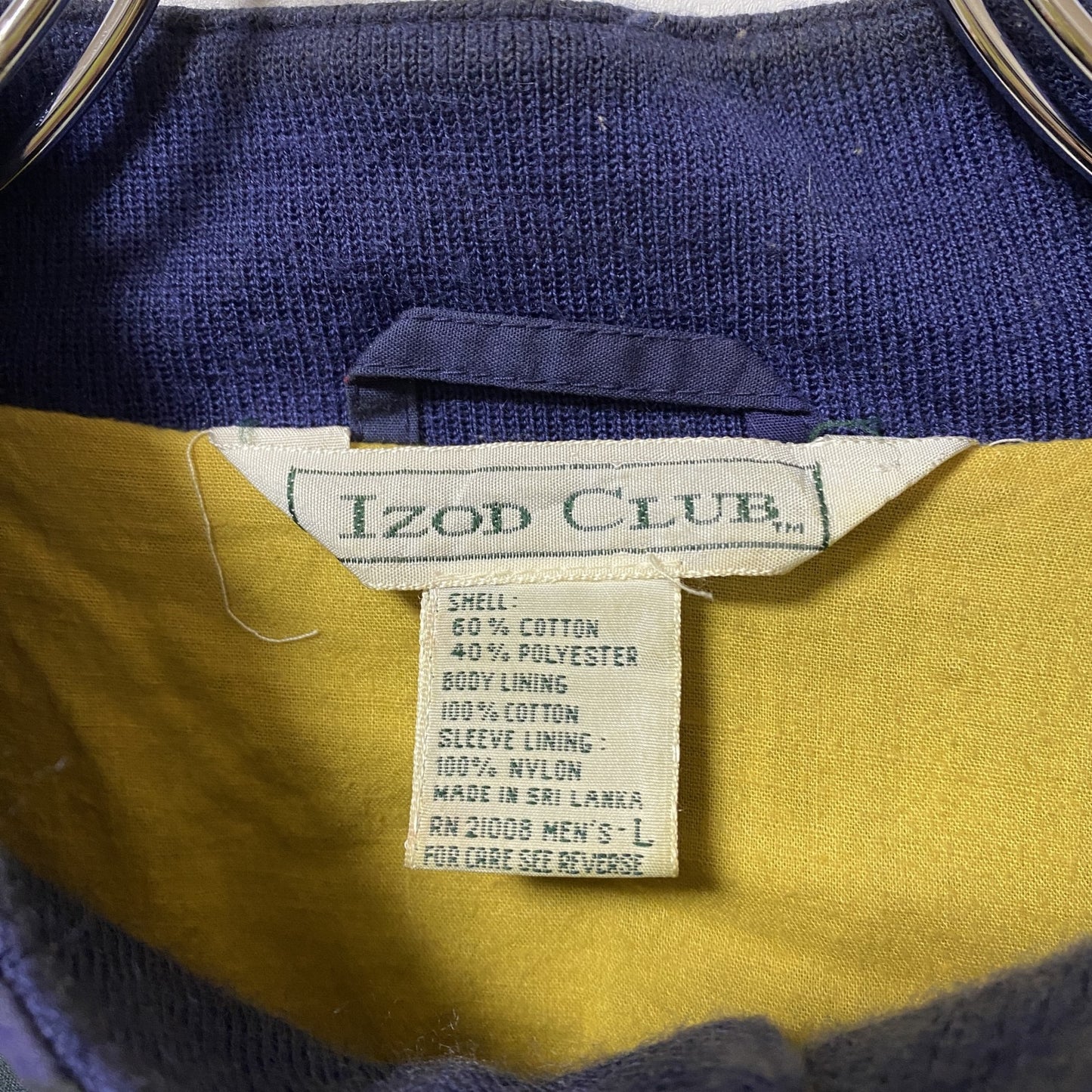 古着 used　IZOD CLUB 長袖チェック柄ナイロンジャケット　ヴィンテージ　グリーン　ネイビー　Lサイズ