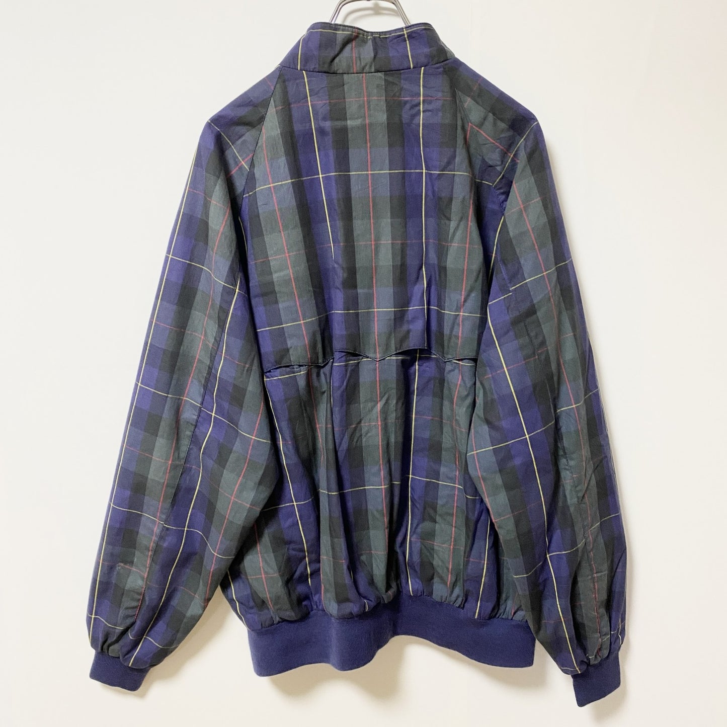 古着 used　90s　IZOD CLUB　長袖チェック柄ナイロンジャケット　総柄　ヴィンテージ　グリーン　ネイビー　Lサイズ