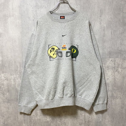 古着 used　90s　NIKE　ナイキ　長袖プリントスウェット　トレーナー　アリゾナ州　フットボール　グレー　秋冬服　Lサイズ