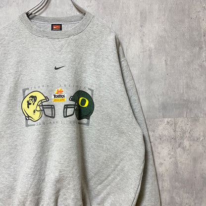 古着 used　90s　NIKE　ナイキ　長袖プリントスウェット　トレーナー　アリゾナ州　フットボール　グレー　秋冬服　Lサイズ