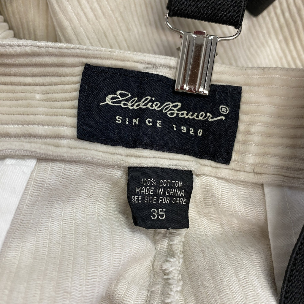 Eddie Bauer　エディーバウアー　コーデュロイパンツ　サスペンダー付き　ジップフライ　アイボリー　35サイズ メンズ コットン 古着
