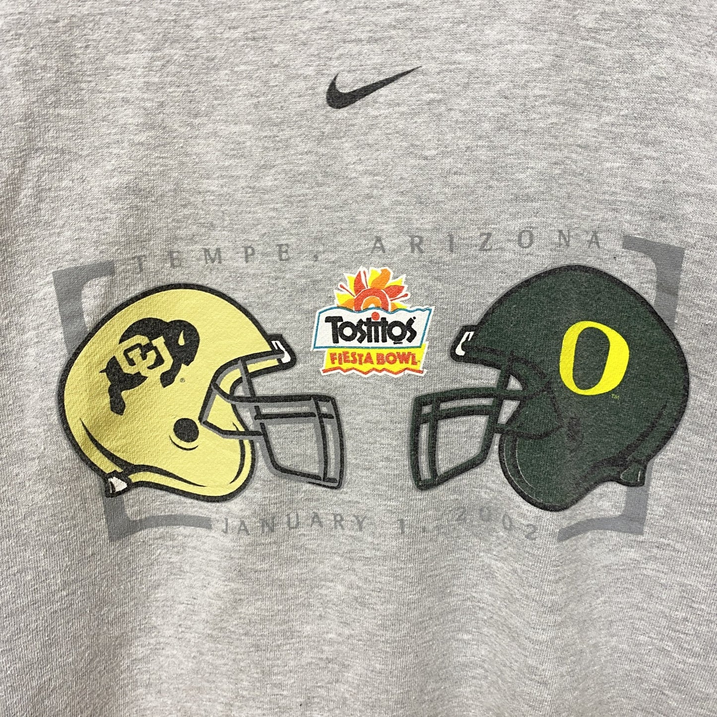 古着 used　90s　NIKE　ナイキ　長袖プリントスウェット　トレーナー　アリゾナ州　フットボール　グレー　秋冬服　Lサイズ