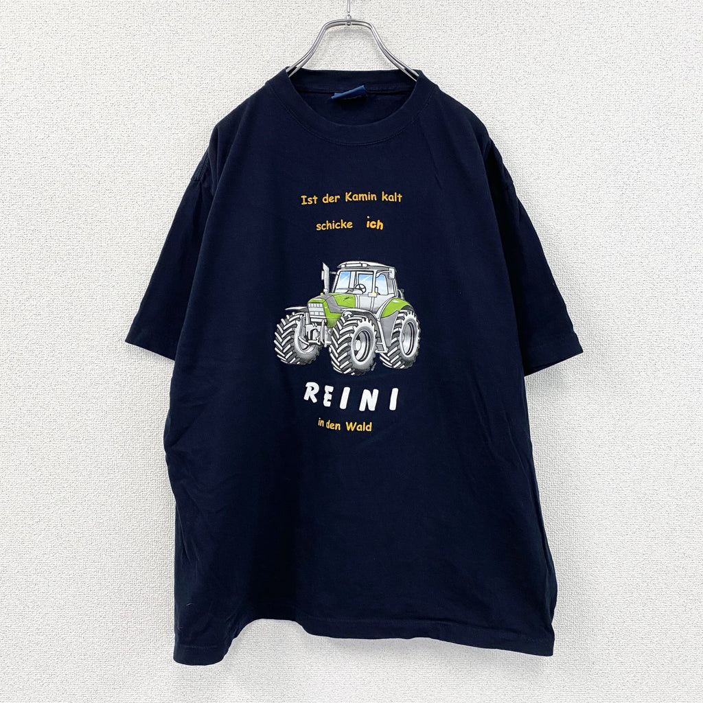 SAN MARINO　サンマリノ　半袖プリントTシャツ　トラクター　紺　ネイビー　3XLサイズ　古着