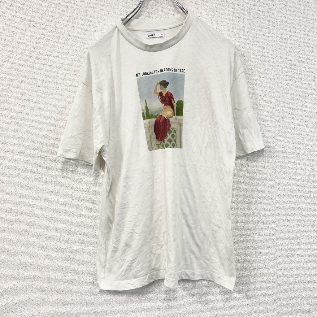 CROPP　半袖プリントTシャツ　アートT　白　ホワイト　Sサイズ　古着