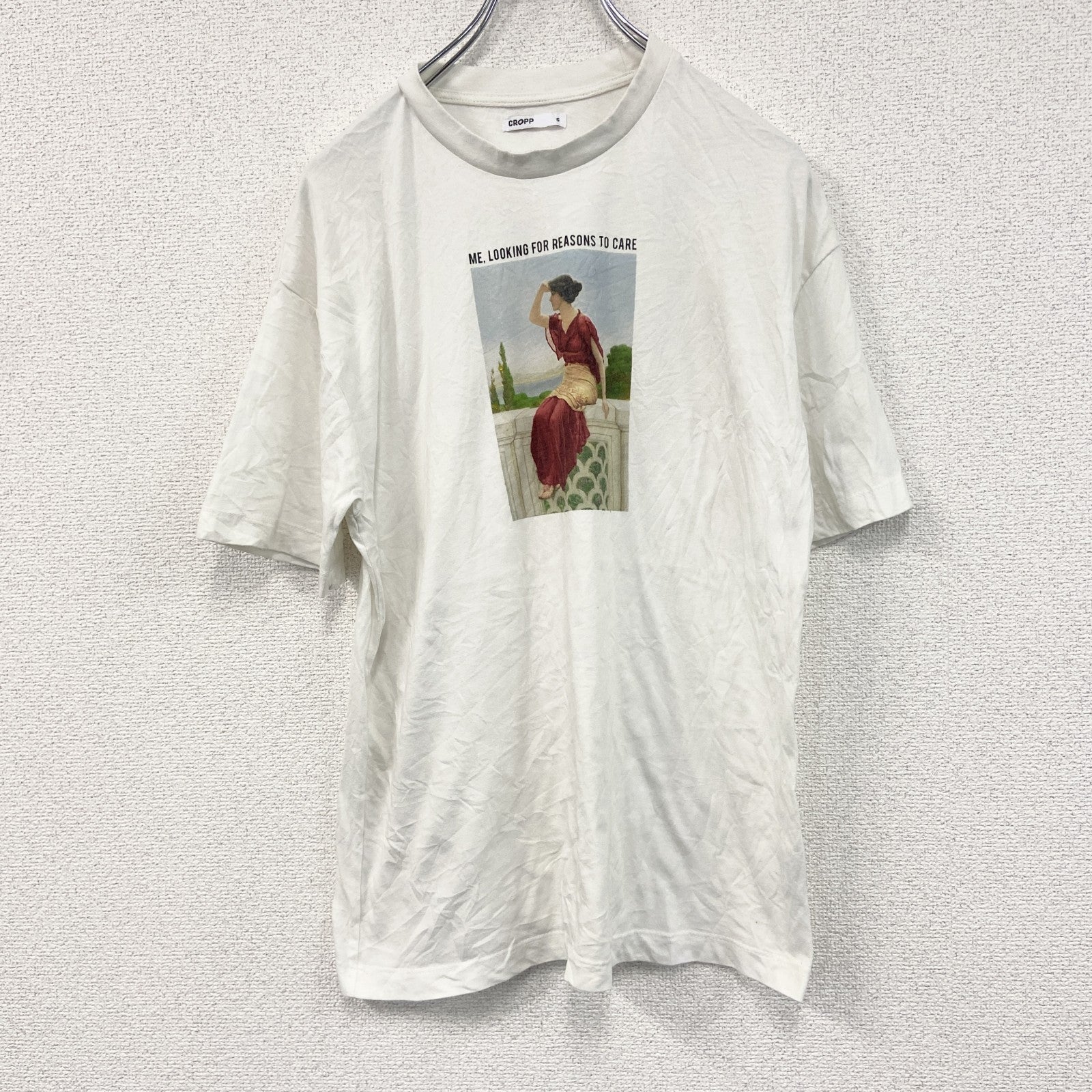 CROPP　半袖プリントTシャツ　アートT　白　ホワイト　Sサイズ　古着