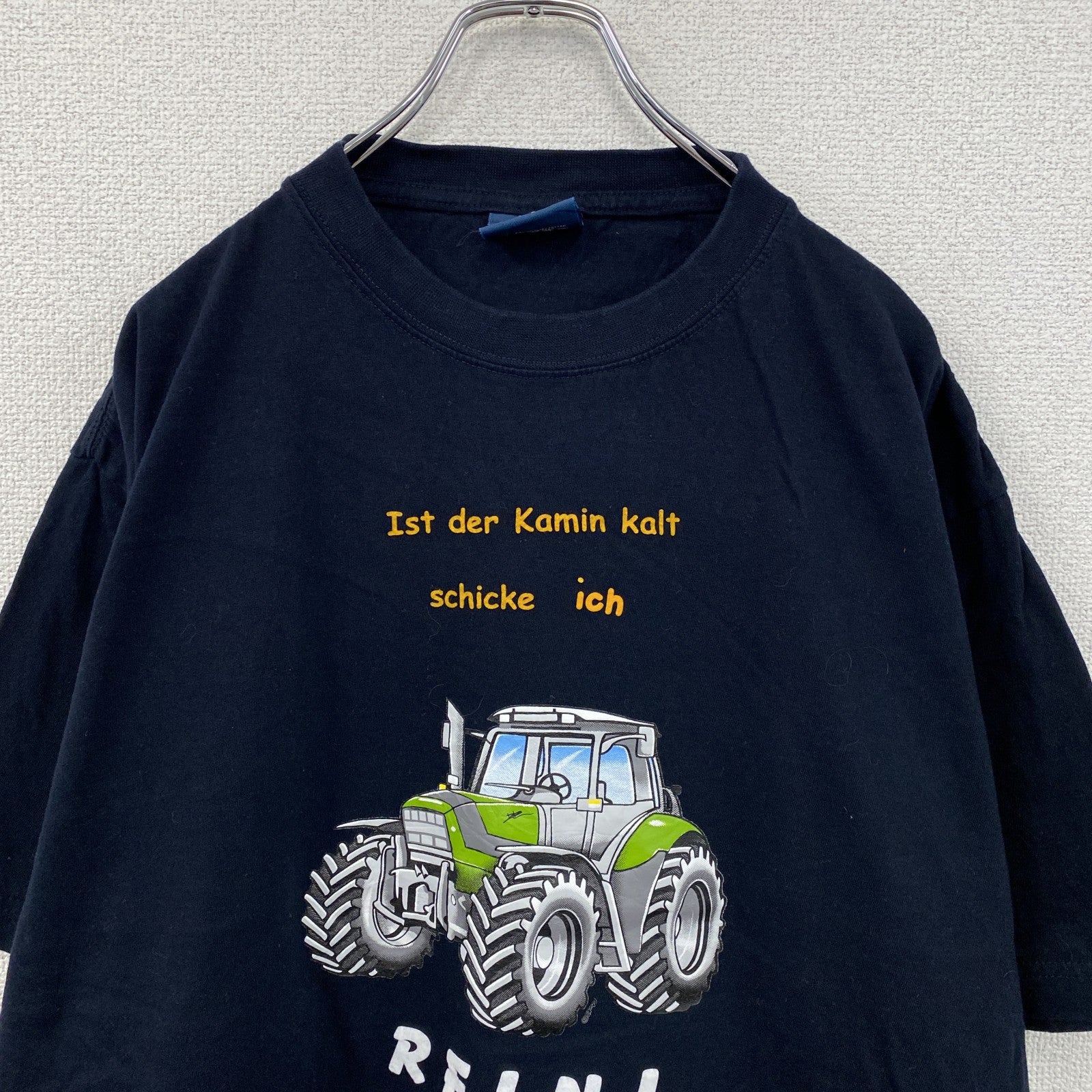 SAN MARINO　サンマリノ　半袖プリントTシャツ　トラクター　紺　ネイビー　3XLサイズ　古着