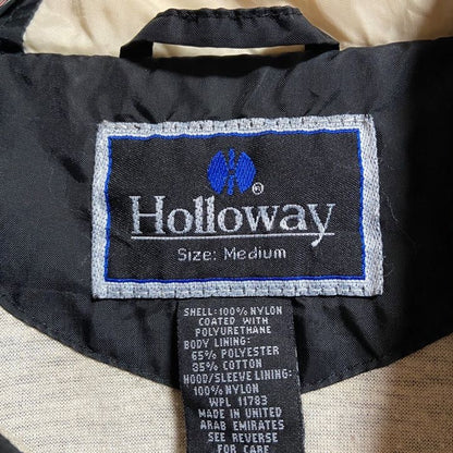 古着 used　Holloway ホロウェイ　長袖ナイロンジャケット　ハーフボタン　プルオーバー　黒　白　Mサイズ