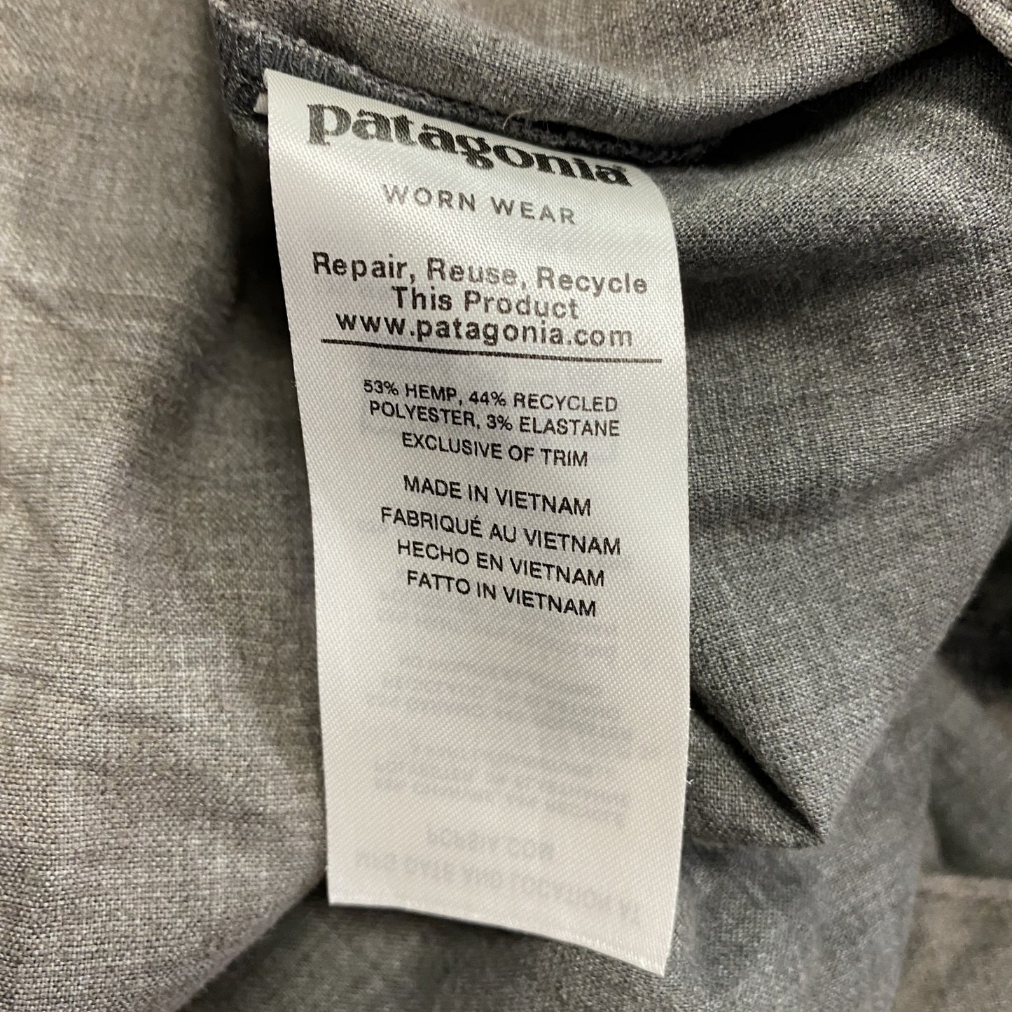 Patagonia　パタゴニア　ヘンプパンツ　ワークパンツ　ジップフライ　灰色　グレー　32サイズ