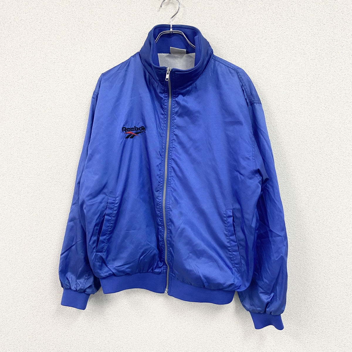 Reebok　リーボック　フルジップナイロンジャケット　青　ブルー　LLサイズ ウインドブレーカー ナイロンアウター メンズ 古着