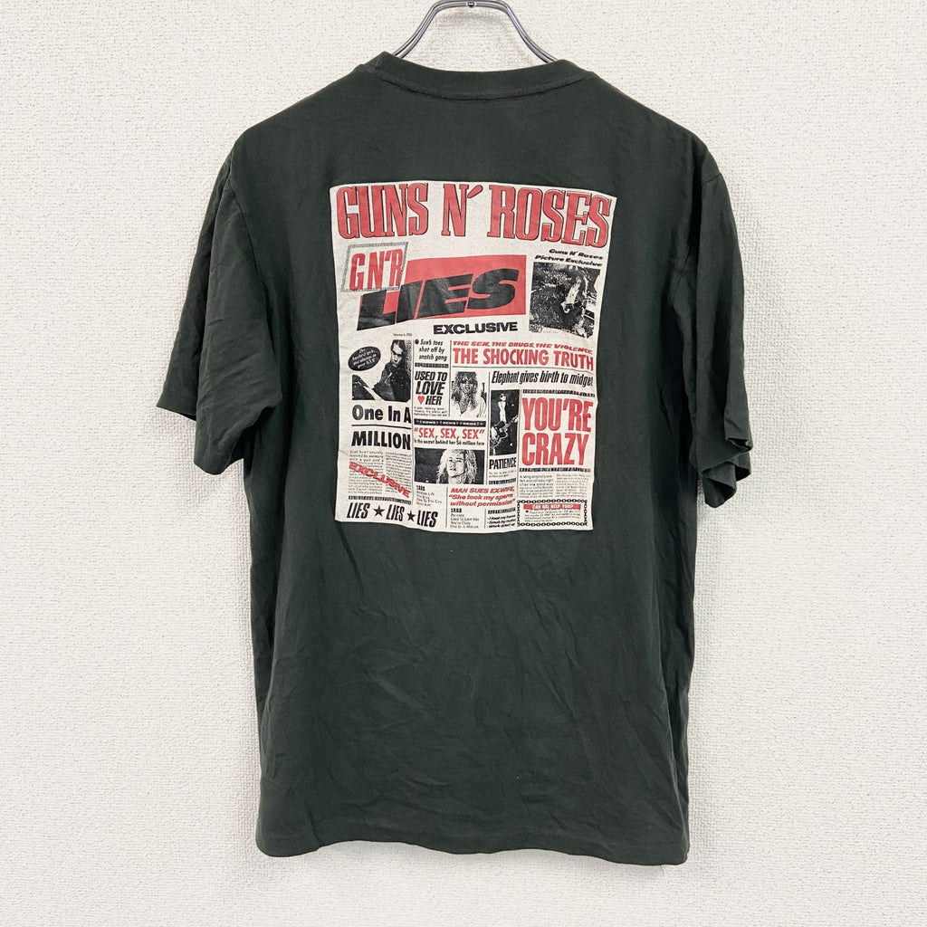 半袖バンドプリントTシャツ　バンT　Guns N' Roses　GN'R　ガンズ アンド ローゼス　モスグリーン　Lサイズ　古着