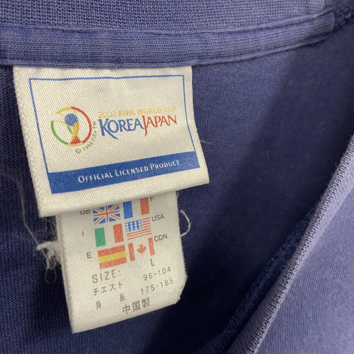 KOREAJAPAN　半袖プリントTシャツ　ワールドカップ 2002　青　ブルー　Lサイズ　古着