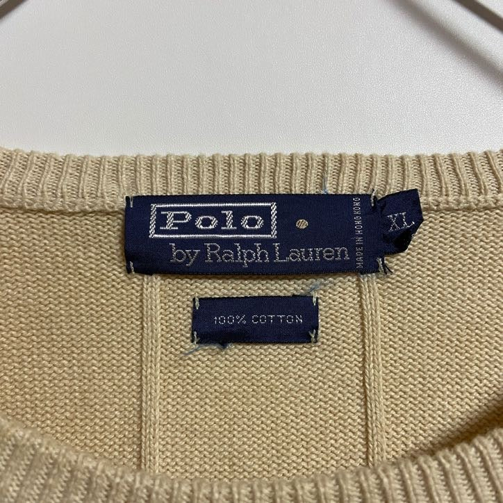 古着 used　Polo by Ralph Lauren ポロバイラルフローレン　長袖ワンポイントロゴ刺繍ニット　XLサイズ