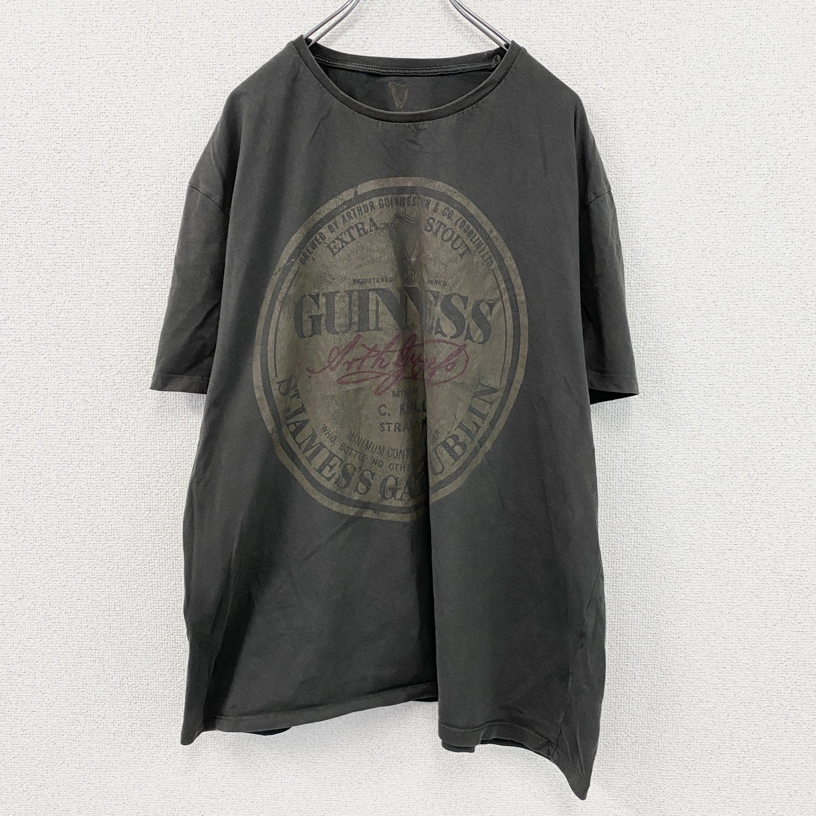 GUINNESS　ギネス　半袖プリントTシャツ　企業T　ダークグレー　3XLサイズ　古着