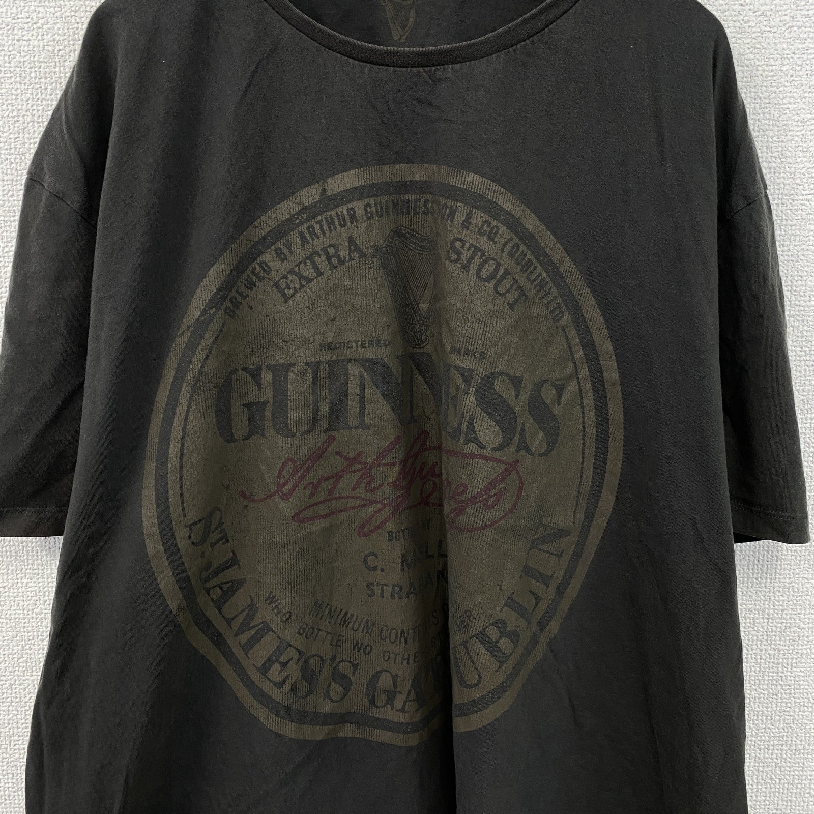 GUINNESS　ギネス　半袖プリントTシャツ　企業T　ダークグレー　3XLサイズ　古着