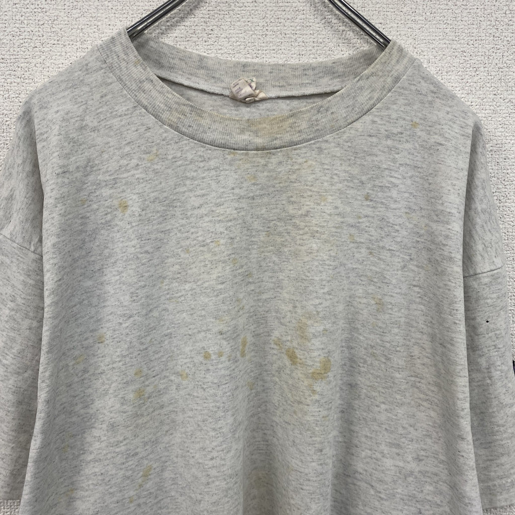 90s　HUMEUR DESIGN　半袖プリントTシャツ　スラッシュパピー　シングルステッチ　クルーネック　霜降りグレー　XLサイズ　　ヴィンテージ　古着