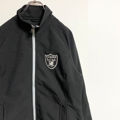 古着 used　NFL　レイダース　長袖ソフトシェルジャケット　ナイロンジャケット　黒　ブラック　ハイネック　Mサイズ