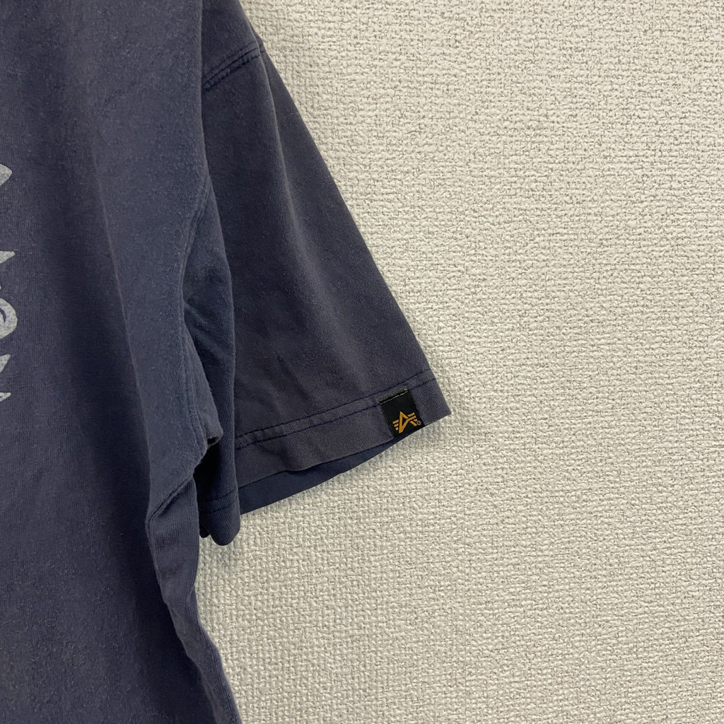 ALPHA INDUSTRIES　アルファ　半袖プリントTシャツ　紺　ネイビー　Sサイズ　古着