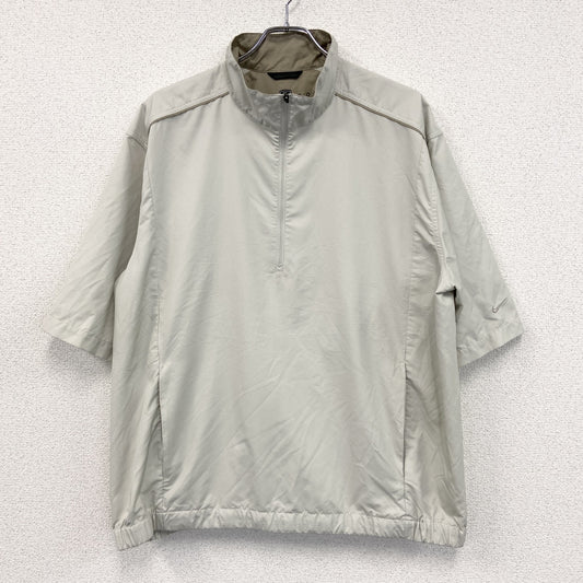 NIKE GOLF　ナイキ　半袖ハーフジッププルオーバー　スウッシュロゴ　ベージュ　Lサイズ