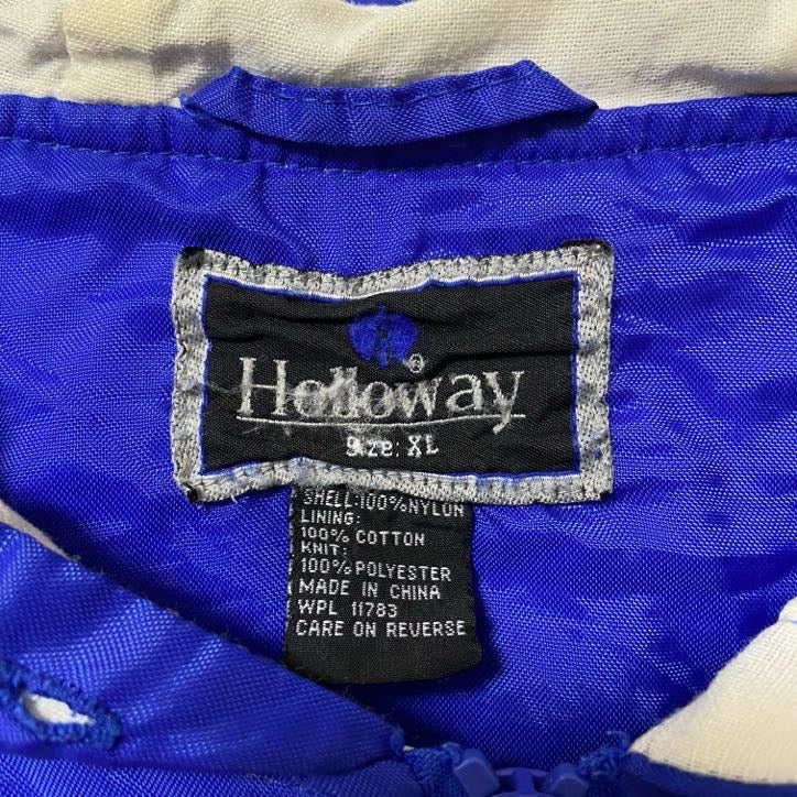 HOLLOWAY ホロウェイ　長袖ハーフジップナイロンジャケット　プルオーバー　ワンポイント刺繍　青　ブルー　XLサイズ　古着