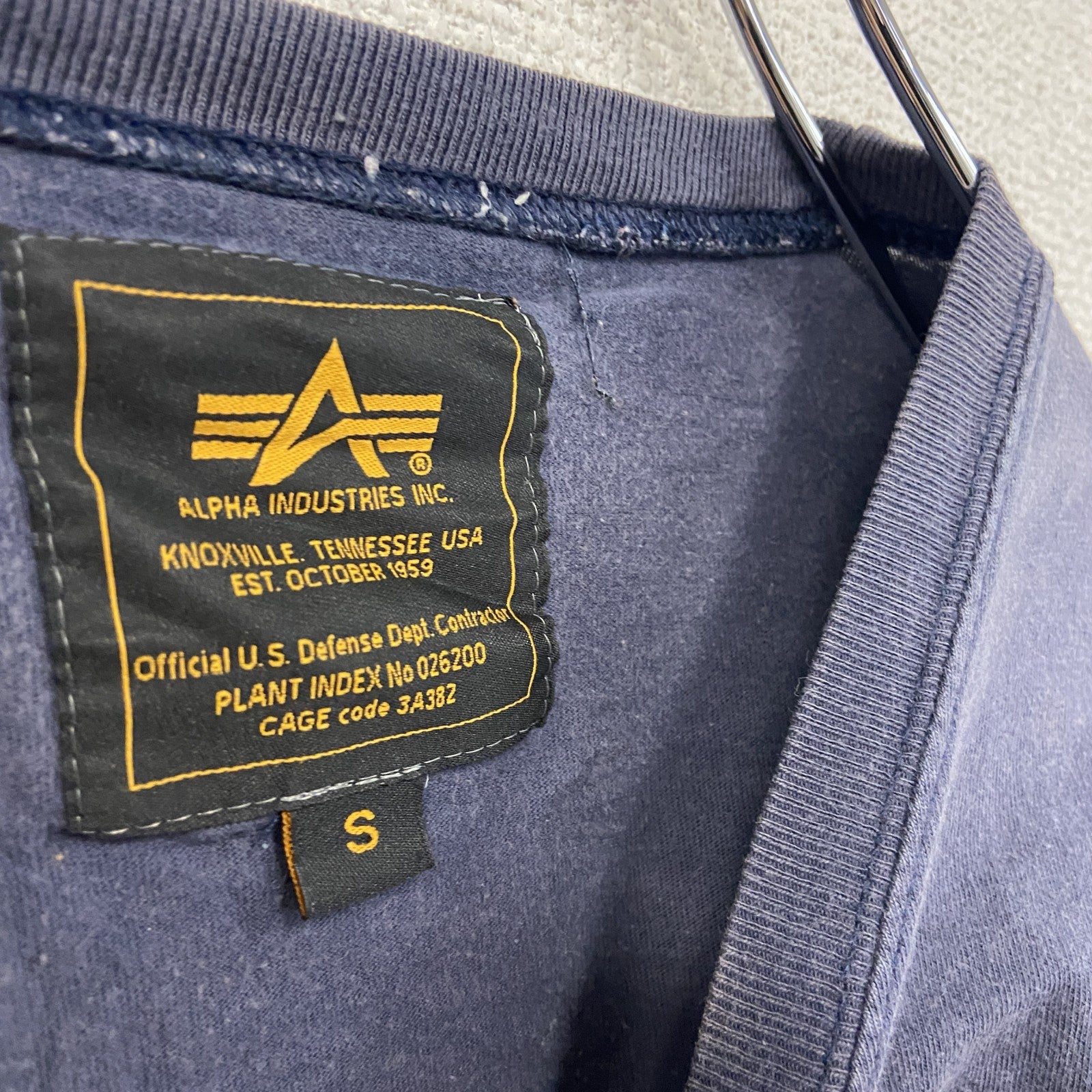 ALPHA INDUSTRIES　アルファ　半袖プリントTシャツ　紺　ネイビー　Sサイズ　古着