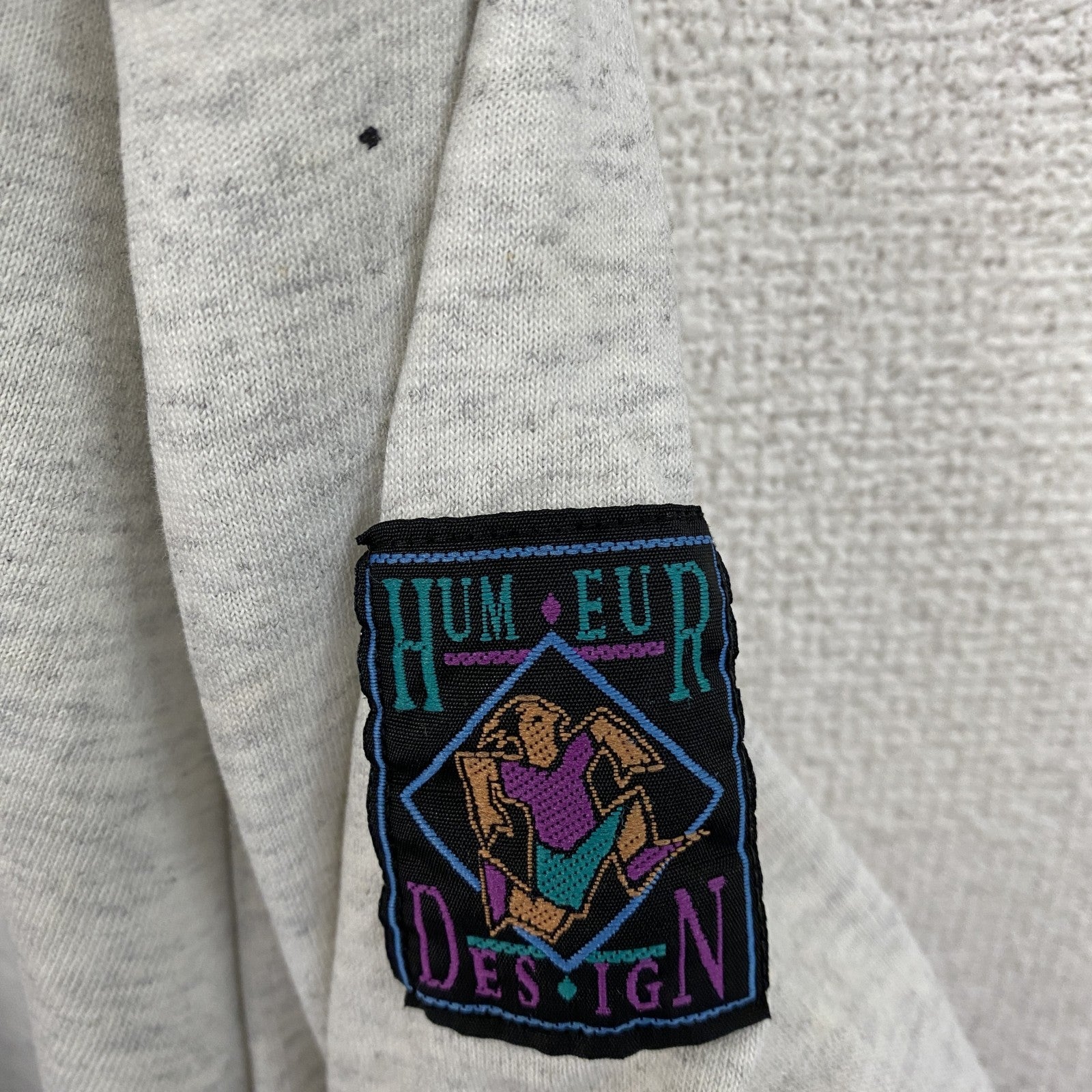 90s　HUMEUR DESIGN　半袖プリントTシャツ　スラッシュパピー　シングルステッチ　クルーネック　霜降りグレー　XLサイズ　　ヴィンテージ　古着