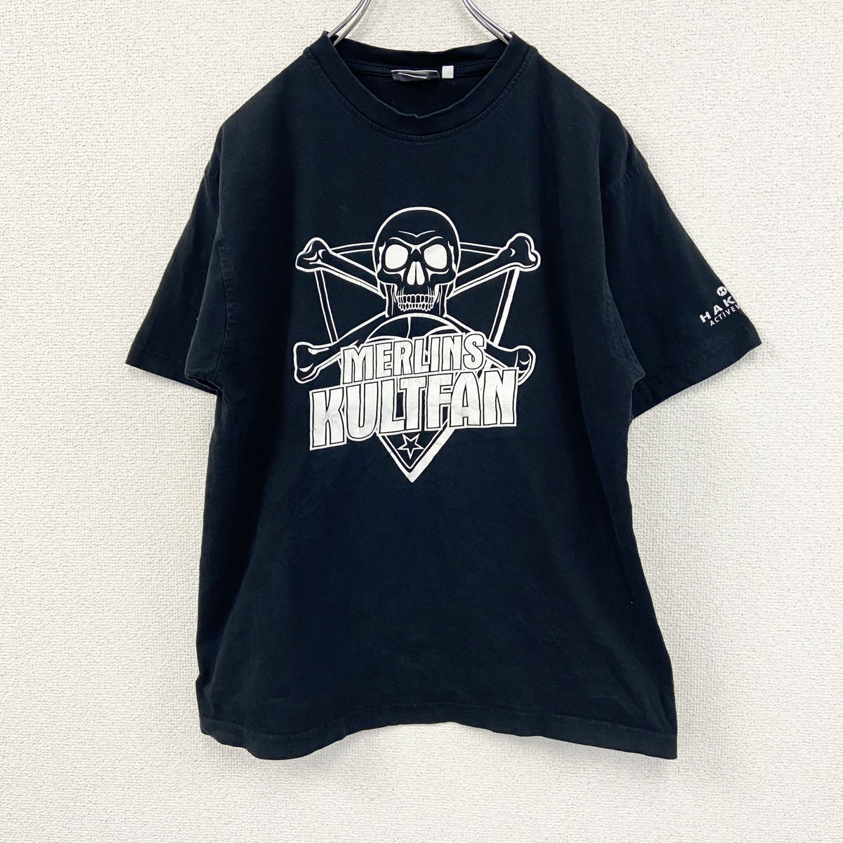 HAKRO　半袖プリントTシャツ　スカル　ドクロ　黒　ブラック　Sサイズ　古着